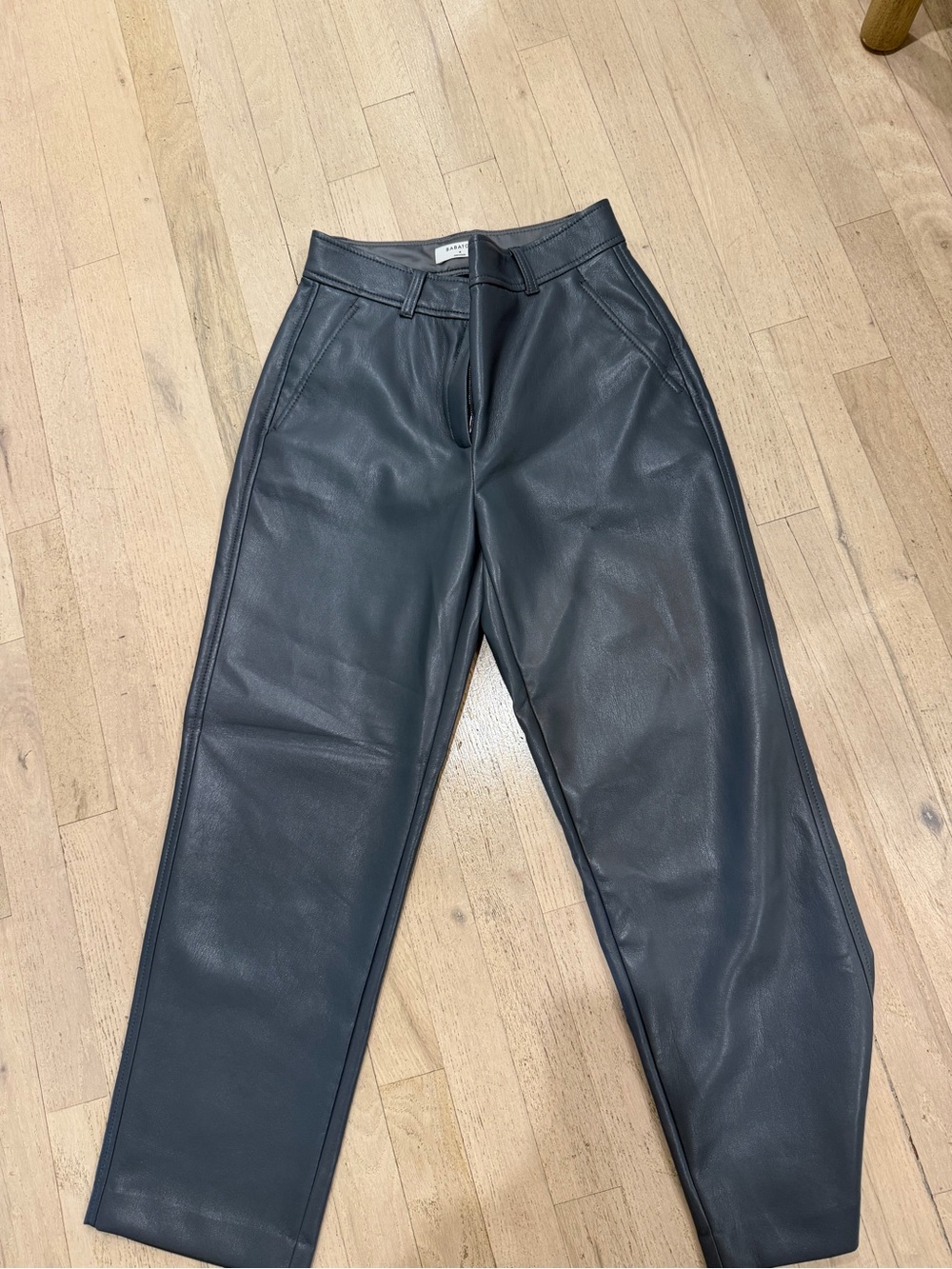 Women Grey Faux Leather Trousers - Classic Tailored Fit